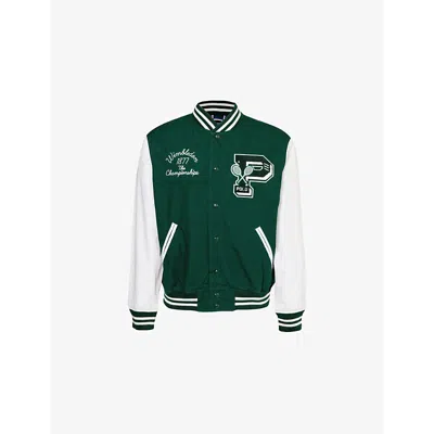 Polo Ralph Lauren X Wimbledon Varsity Cotton Jacket In Moss Agate/white