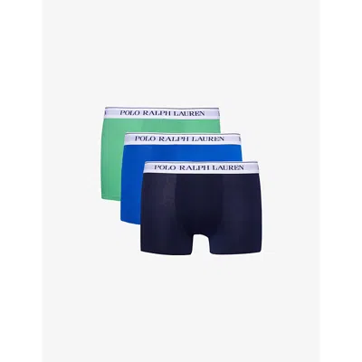 Polo Ralph Lauren Branded-waistband Mid-rise Pack Of Three In Navy/kly Grn/hertg Blue