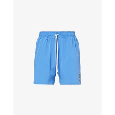 Polo Ralph Lauren Mens New England Blue Traveller Logo-embroidered Stretch Recycled-polyester Swim S