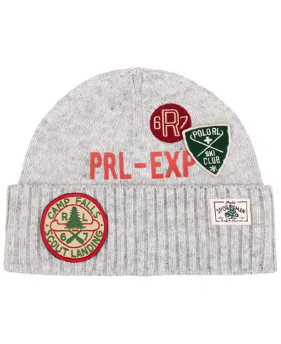 Polo Ralph Lauren Northwest Passage Patch Beanie In Gray