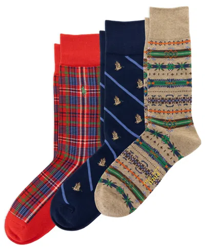 Polo Ralph Lauren Men's Novelty Slack Fair Isle Crew Socks, 3-pack In Multi