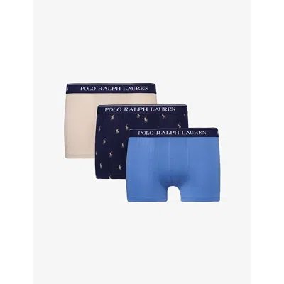 Polo Ralph Lauren Branded-waistband Mid-rise Pack Of Three In Nvy/stn Grey/rng Blue
