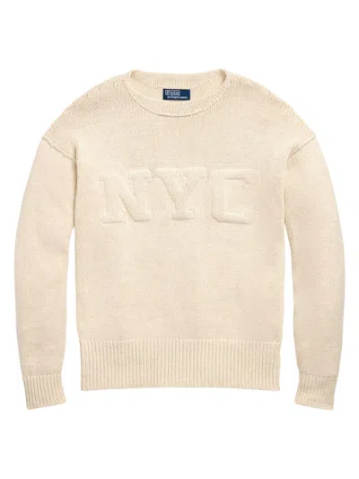 Polo Ralph Lauren Men's Nyc Cotton & Linen-blend Sweater In Cream