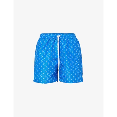 Polo Ralph Lauren Mens Ocean Anchors Traveller Logo-embroidered Recycled-polyester Swim Shorts
