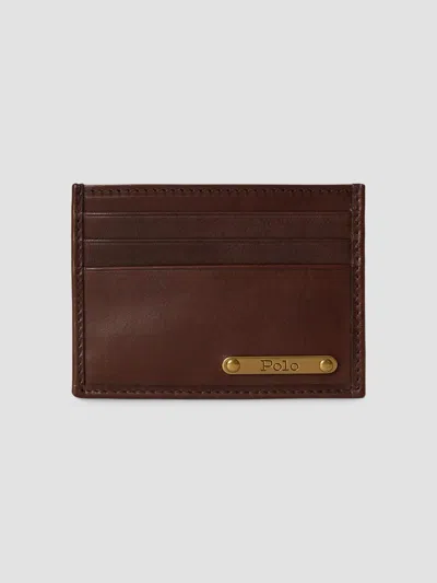Polo Ralph Lauren Men's Orice Vachetta Leather Card Case In Burnished Brown