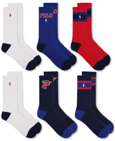 Polo Ralph Lauren Men's 6-pk. P-wing Crew Socks In Asst