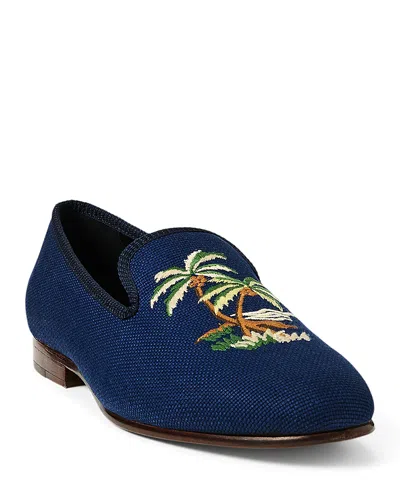 Polo Ralph Lauren Men's Paxton Embroidered Slipper In Blue Cobalt