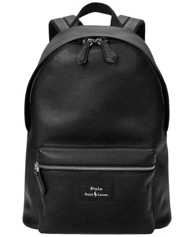 Polo Ralph Lauren Men's Pebbled Leather Backpack In Black