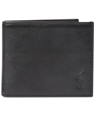 Polo Ralph Lauren Men's Pebbled Leather Billfold In Black