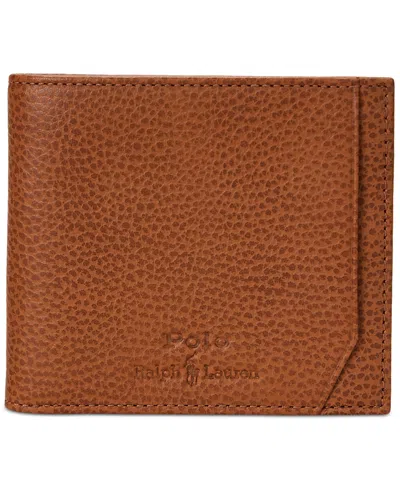 Polo Ralph Lauren Men's Pebbled Leather Billfold Wallet In Brown