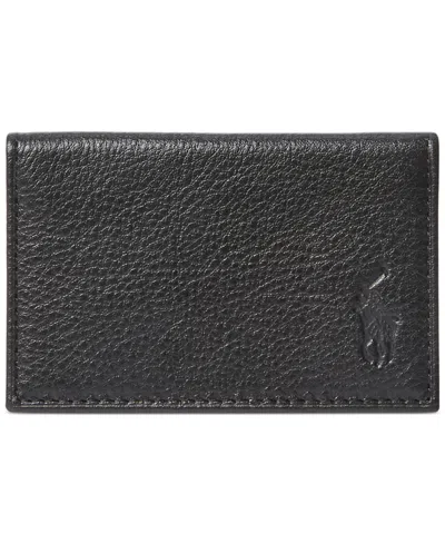 Polo Ralph Lauren Pebbled Leather Card Wallet In Black
