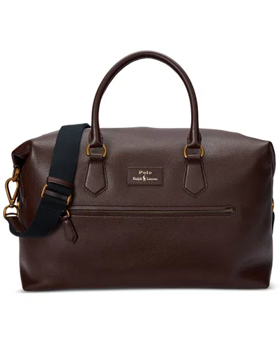Polo Ralph Lauren Men's Pebbled Leather Duffel In Dark Brown