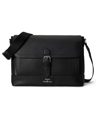 Polo Ralph Lauren Men's Pebbled Leather Messenger Bag In Black