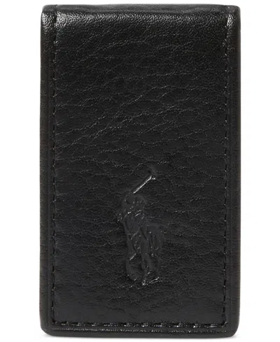 Polo Ralph Lauren Men's Pebbled Leather Money Clip In Black