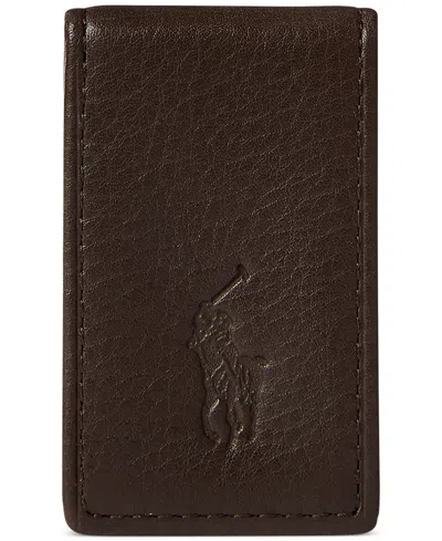 Polo Ralph Lauren Men's Pebbled Leather Money Clip In Brown
