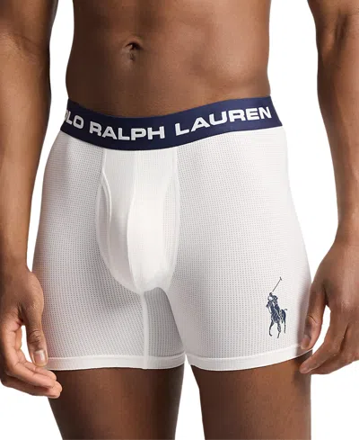 Polo Ralph Lauren Men's Perfect Pouch Boxer Briefs In White W,cruise Navy