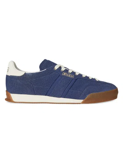 Polo Ralph Lauren Men's Perforated Suede Low-top Sneakers In Blue