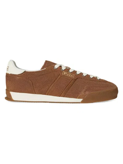 Polo Ralph Lauren Men's Perforated Suede Low-top Sneakers In Brown