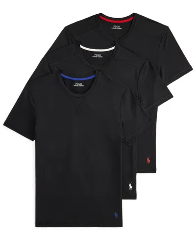 Polo Ralph Lauren Men's Performance Sport Crewneck Undershirt, 3-pack In Black