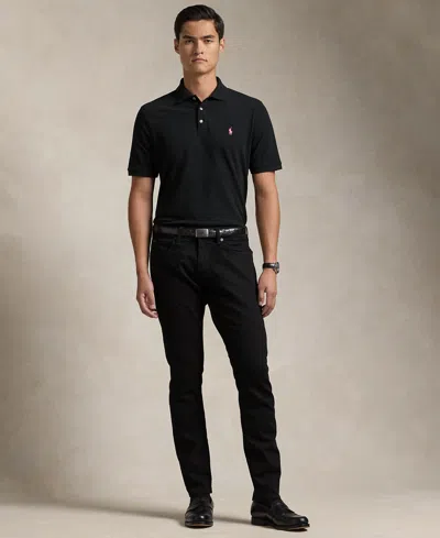Polo Ralph Lauren Men's Pink Pony Stretch Mesh Polo Shirt In Black