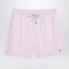 Polo Ralph Lauren White/pink Striped Swim Trunks In Pink
