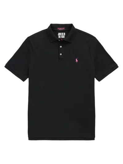 Polo Ralph Lauren Cotton Stretch Mesh Pink Pony Classic Fit Polo Shirt In Polo Black