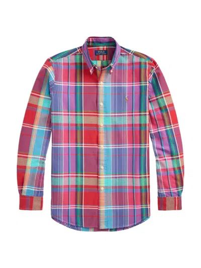 Polo Ralph Lauren Men's Plaid Cotton Button-down Oxford Shirt In Red Blue Multi