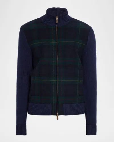 Polo Ralph Lauren Men's Plaid Wool Knit Full-zip Sweater In Multi