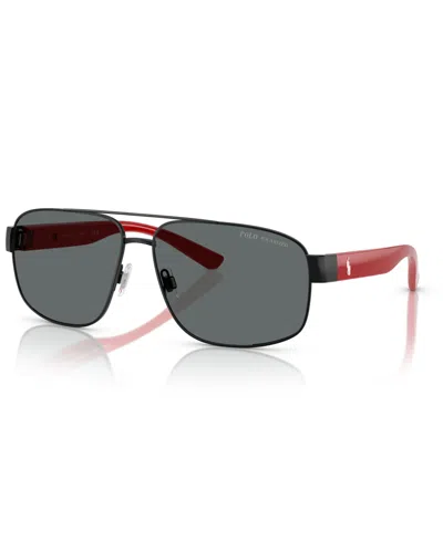 Polo Ralph Lauren Men's Polarized Sunglasses Ph3156 In Semi Shiny Black