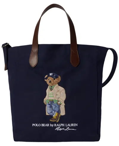 Polo Ralph Lauren Men's Polo Bear Canvas Shopper Tote In Newport Navy