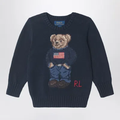 Polo Ralph Lauren Mini Polo Bear Cotton Sweater In Blue