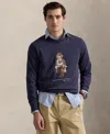 Polo Ralph Lauren Navy Blue Cotton Blend Sweatshirt With Iconic Bear Logo In Blue