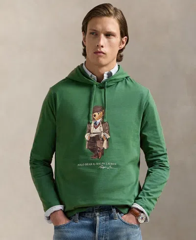 Polo Ralph Lauren Polo Bear Hooded Long Sleeve T-shirt In Green