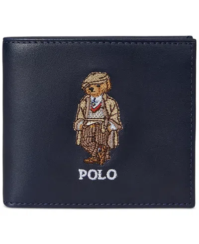Polo Ralph Lauren Men's Polo Bear Leather Billfold Wallet In Blue