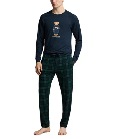 Polo Ralph Lauren Men's Polo Bear Long-sleeve Crewneck French Terry Top And Pajama Pants, 2-piece Set In Multi
