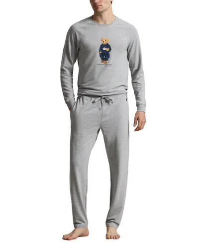 Polo Ralph Lauren Men's Polo Bear Long-sleeve Crewneck Shirt And Pajama Pants, 2-piece Set In Gray