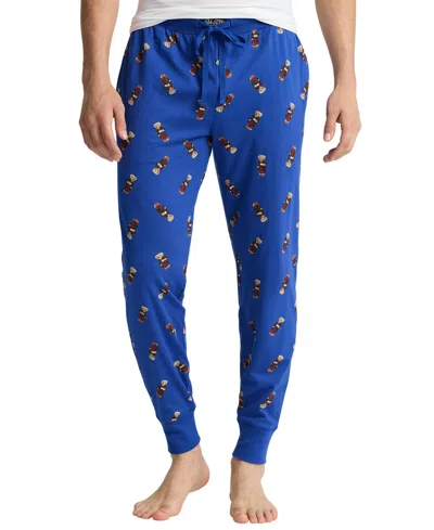 Polo Ralph Lauren Men's Polo Bear Pajama Jogger Pants In Rugby Royal,all Over Fall Morning Robe B