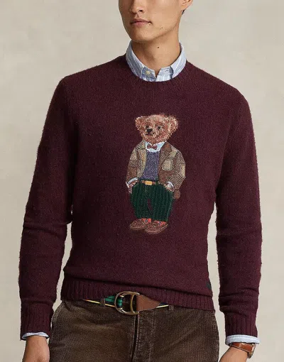 Pre-owned Polo Ralph Lauren Men's Polo Bear Wool-cashmere Sweater - L In Aged Wine Heather