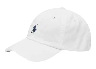 Pre-owned Polo Ralph Lauren Men's  Classic Baseball Cap In White & Marlin Blue In Multi