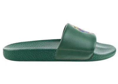 Pre-owned Polo Ralph Lauren Men's  Cowboy Polo Bear Slide Sneakers In Forest Green