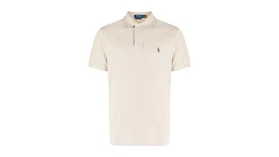 Pre-owned Polo Ralph Lauren Men's  Custom Slim Fit Short Sleeve Mesh Polo In Expedition Dune Heather In Sand