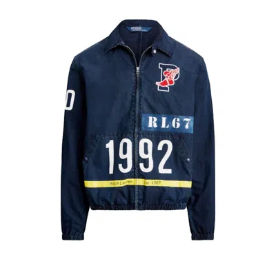Pre-owned Polo Ralph Lauren Men's  Indigo Stadium Denim Jacket In Ridge Wash