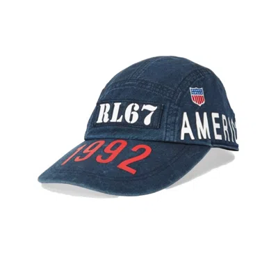 Pre-owned Polo Ralph Lauren Men's  Indigo Stadium Long Bill Cap In Ridge Wash