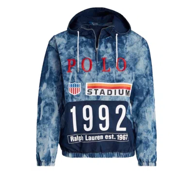 Pre-owned Polo Ralph Lauren Men's  Indigo Stadium Popover Jacket In Ridge Wash