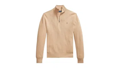 Pre-owned Polo Ralph Lauren Men's  Long Sleeve Cotton 1/2 Zip Sweater Pullover In Camel Melange