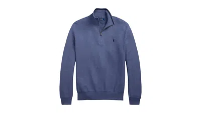 Pre-owned Polo Ralph Lauren Men's  Long Sleeve Cotton 1/2 Zip Sweater Pullover In Capri Blue