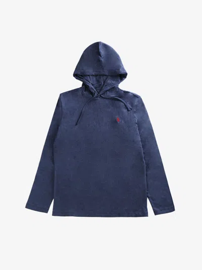 Pre-owned Polo Ralph Lauren Men's  Long Sleeve Cotton Hooded T-shirt In Spring Navy Blue Heather