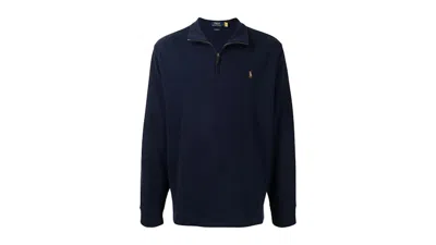 Pre-owned Polo Ralph Lauren Men's  Long Sleeve Estate Rib 1/2 Zip Pullover In Cruise Navy Blue