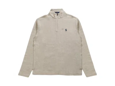 Pre-owned Polo Ralph Lauren Men's  Longsleeve Jacquard 1/2 Zip Pullover In Chalk Heather