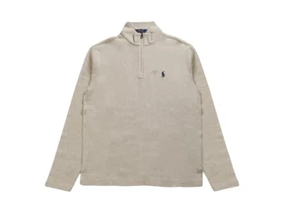 Pre-owned Polo Ralph Lauren Men's  Longsleeve Jacquard/2 Zip Pullover In Chalk Heather In Gray